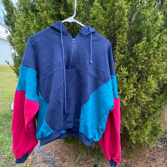 Vintage 1990s Neil Martin Color Block Plus size XXL Hoodie Quarter Zip Pullover - Picture 3 of 5